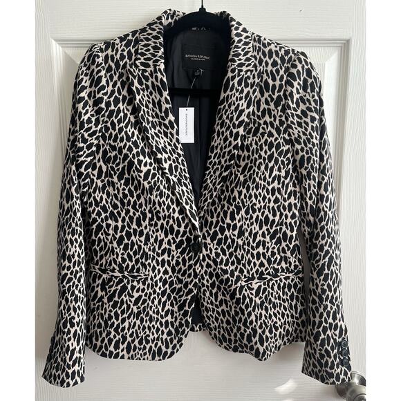 BANANA REPUBLIC Leopard Classic Stretch Twill Blazer Jacket - Picture 1 of 15
